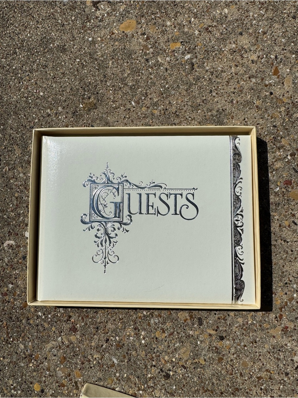 Hallmark, White, Guests Book with Silver Ornate Print